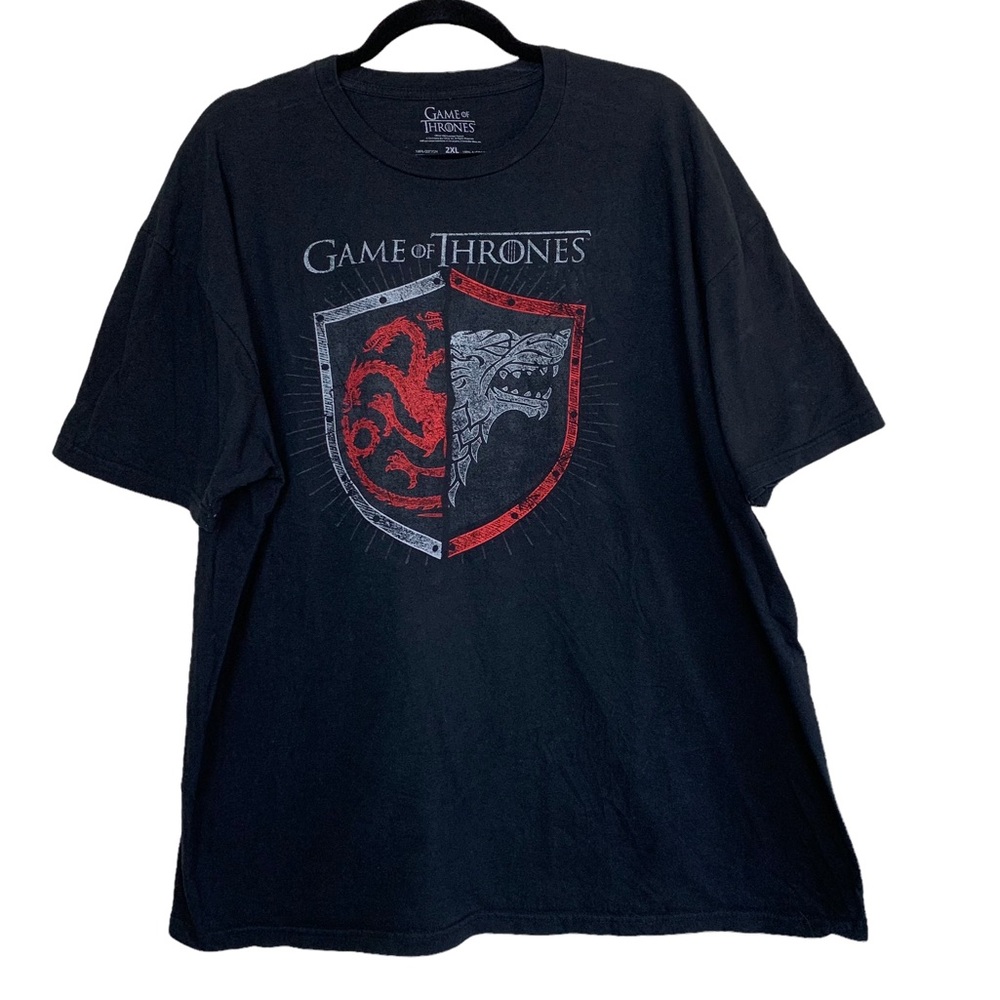 Game Of Thrones Black Cotton Fan Gear Short Sleeve Unisex Graphic TShirt Tee 2XL